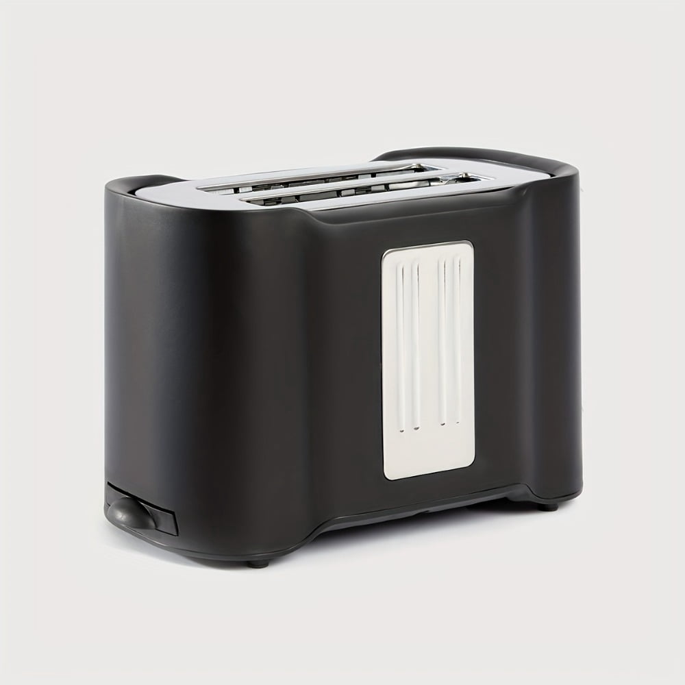 Hassch 2 Slice Toaster with Adjustable Browning Level and Drop-Down Crumb Tray, Stainless Steel, Black