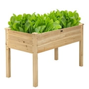 Costway Wooden Raised Vegetable Garden Bed Elevated Grow Vegetable Planter