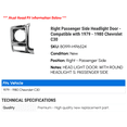thumbnail image 2 of Right Passenger Side Headlight Door - Compatible with 1979 - 1980 Chevy C30, 2 of 2