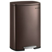 SONGMICS Kitchen Trash 13.2 Gallons (50L) Garbage Can Pedal Rubbish Bin with Plastic Inner Bucket Brown