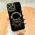 thumbnail image 2 of 6D Electroplated Astronaut Stand Case Cover for iPhone 14 Pro Max Case with Hidden Kickstand Camera Protection Raised Edges Soft Slim TPU Bumper (Black), 2 of 7