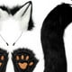 thumbnail image 5 of 4x conjunto de orejas y cola de felpa, orejas de felpa sintética, guantes con pinza para el pelo, disfraz de Cosplay blanco negro Salvador Traje de juego de cosplay, 5 of 6