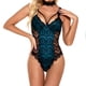 thumbnail image 1 of XmhyTop Lencería erótica una pieza, Body con gargantilla y transparencia, Noches románticas, Talla M Pavo real azul, 1 of 5