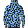 thumbnail image 7 of Kdxio Blue Flowers Print Mens Casual Hooded Collar Drawstring Hoodies Pullover Sweatshirts Casual Long Sleeve Shirts-Medium, 7 of 7
