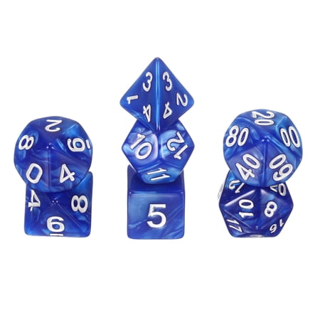 Polyhedral DND Dice Set 7 Pcs DND Acrylic Dice for RPG Role Playing Table Games Tabletop Gaming Accessories Pearl Pattern Blue