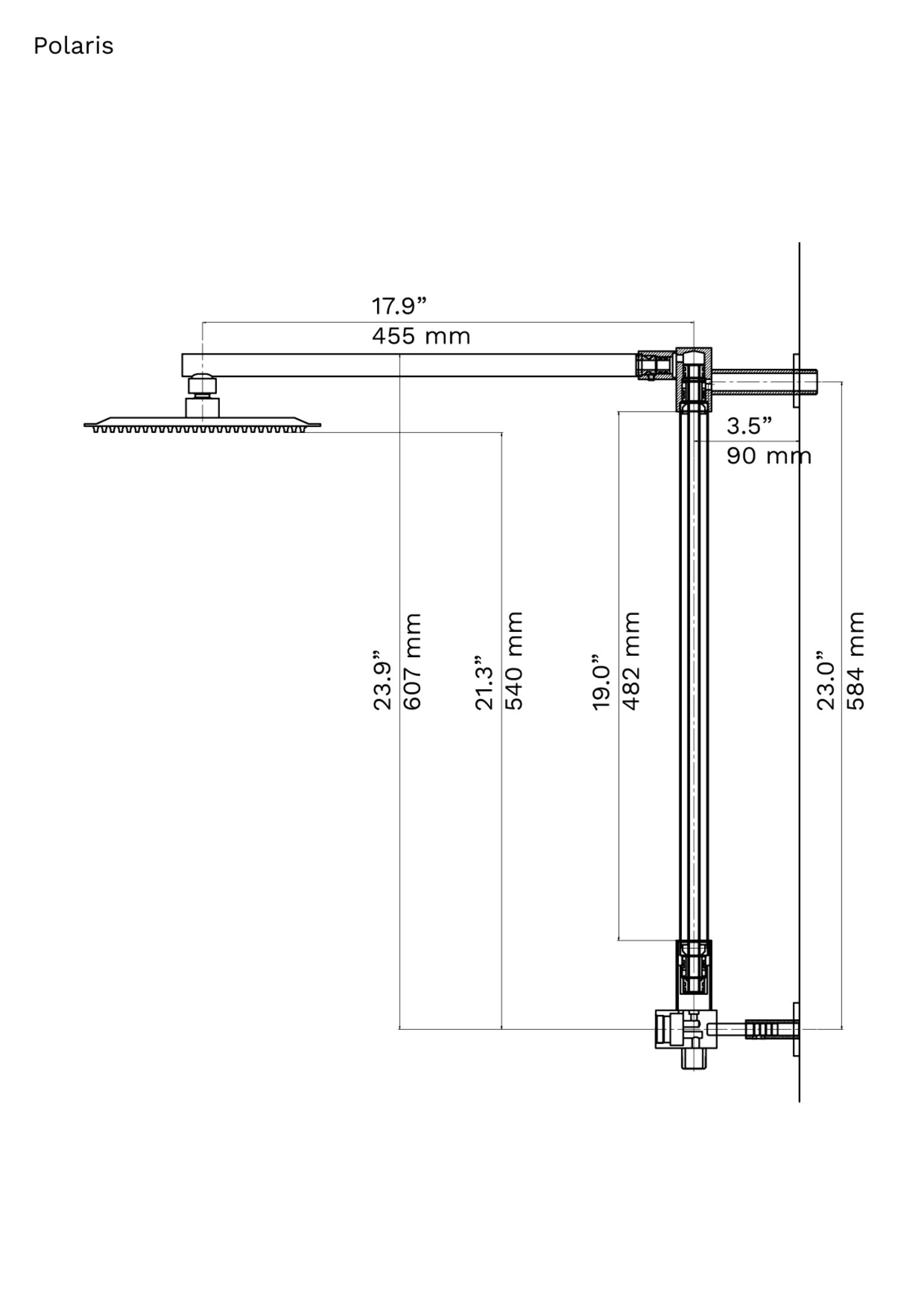 Fennocasa Polaris 1 Rain Shower Set, 8" Rainfall Shower Head & 3-Setting Handheld Shower Combo, Brushed Nickel