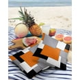 thumbnail image 3 of Pack of 2 Outdoor Pillow Covers, Abstract Art Orange Black Gray Splice Waterproof Square Throw Pillowcase Cushion Decorative Pillow Covers for Couch Patio Tent, 18x18 in, 3 of 6