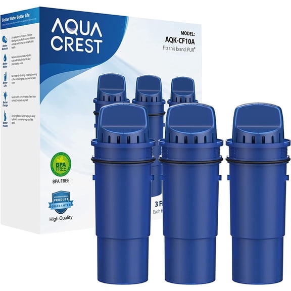 AQUA CREST NSF Certified Pitcher Water Filter, Replacement for Pur® Pitchers and Dispensers PPT700W, CR-1100C and PPF951K Water Filter (Pack of 3)