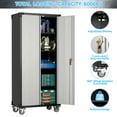thumbnail image 4 of JAORD 72" Tall Metal Storage Cabinets with Doors and 4 Adjustable Shelves, Home Office Metal Utility Cabinet for Garage Kitchen,Lockable Rolling Cabinet Silver&Black, Assembly Required, 4 of 8