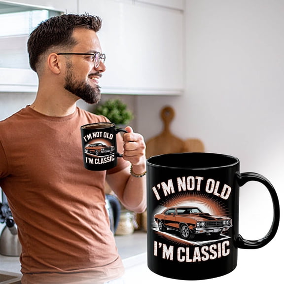 Classic Mug Cup Gifts for Men,Funny Not Old Coffee Mug with Lid for Fathers Day Birthday Grandpa Gifts,Durable Ceramic Mug for Home Office Car Lovers,Ideal for Daily Coffee Tea Use-A