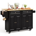 thumbnail image 6 of Noelse 52" Kitchen Island with Drop Leaf, Solid Rubber Wood Top, Kitchen Island Cart with Drawers, Cabinets, Spice Rack & Wheels, Portable Rolling Island Table for Kitchen Storage, B, 6 of 9