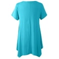 thumbnail image 3 of LARACE Tunique Grande Taille pour Femmes, Haut à Manches Courtes, Blouse, Haut, Col Ras du Cou, Coupe Ample, Chandail, Bleu Lac 2X, 3 of 5