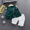 thumbnail image 2 of FDDMis Girl Clothing Set Size 7-8 Girl Outfits Girls Outfit Sets Size 10-12 Girls Shirt and Workout Shorts 12 Year Old Girl Clothes, Green 12-18 Months, 2 of 7