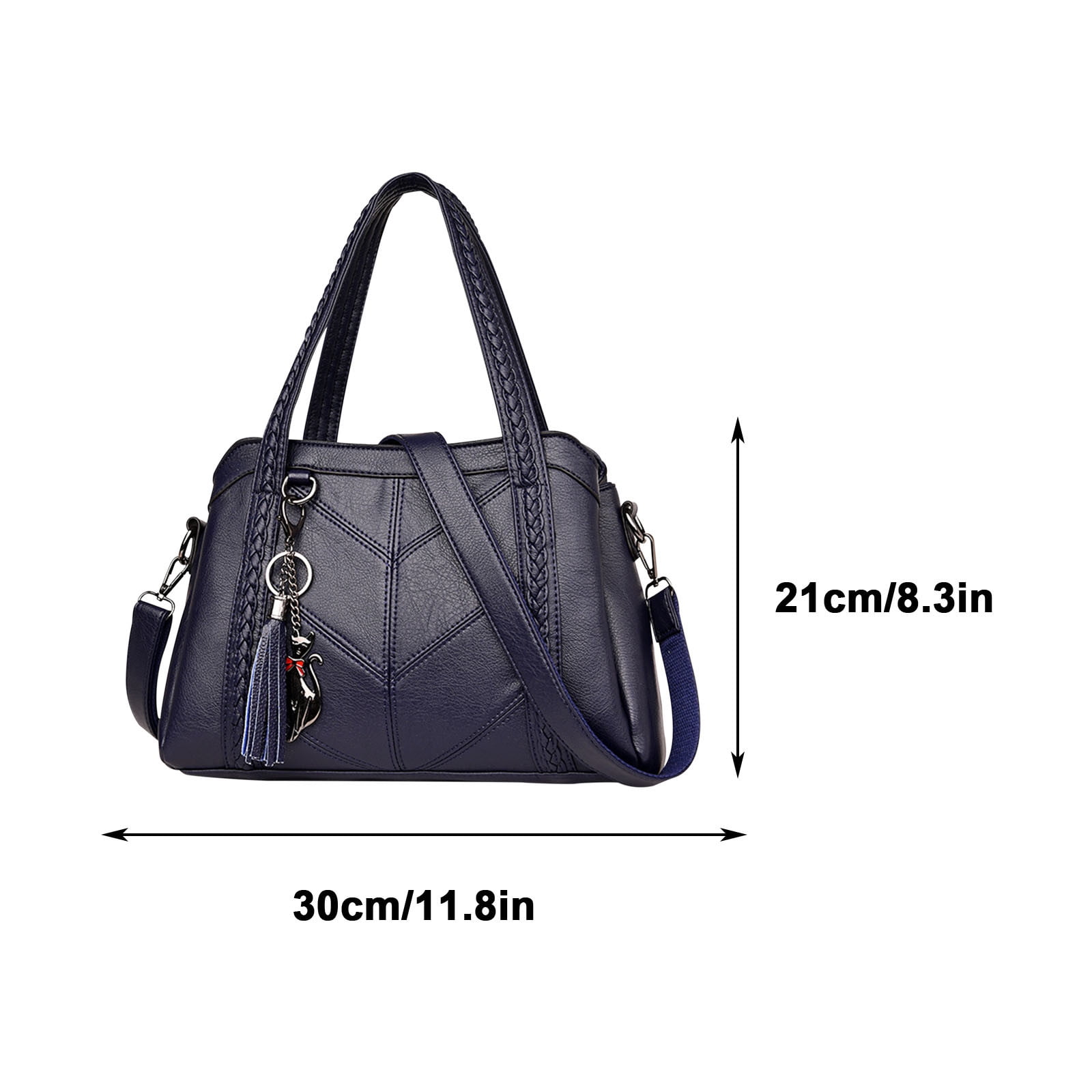 Women's Large Capacity PU Leather Tote Bag - Crossbody Shoulder Purse with Multiple Compartments, Adjustable Strap, 30x20x12cm, Work or Travel