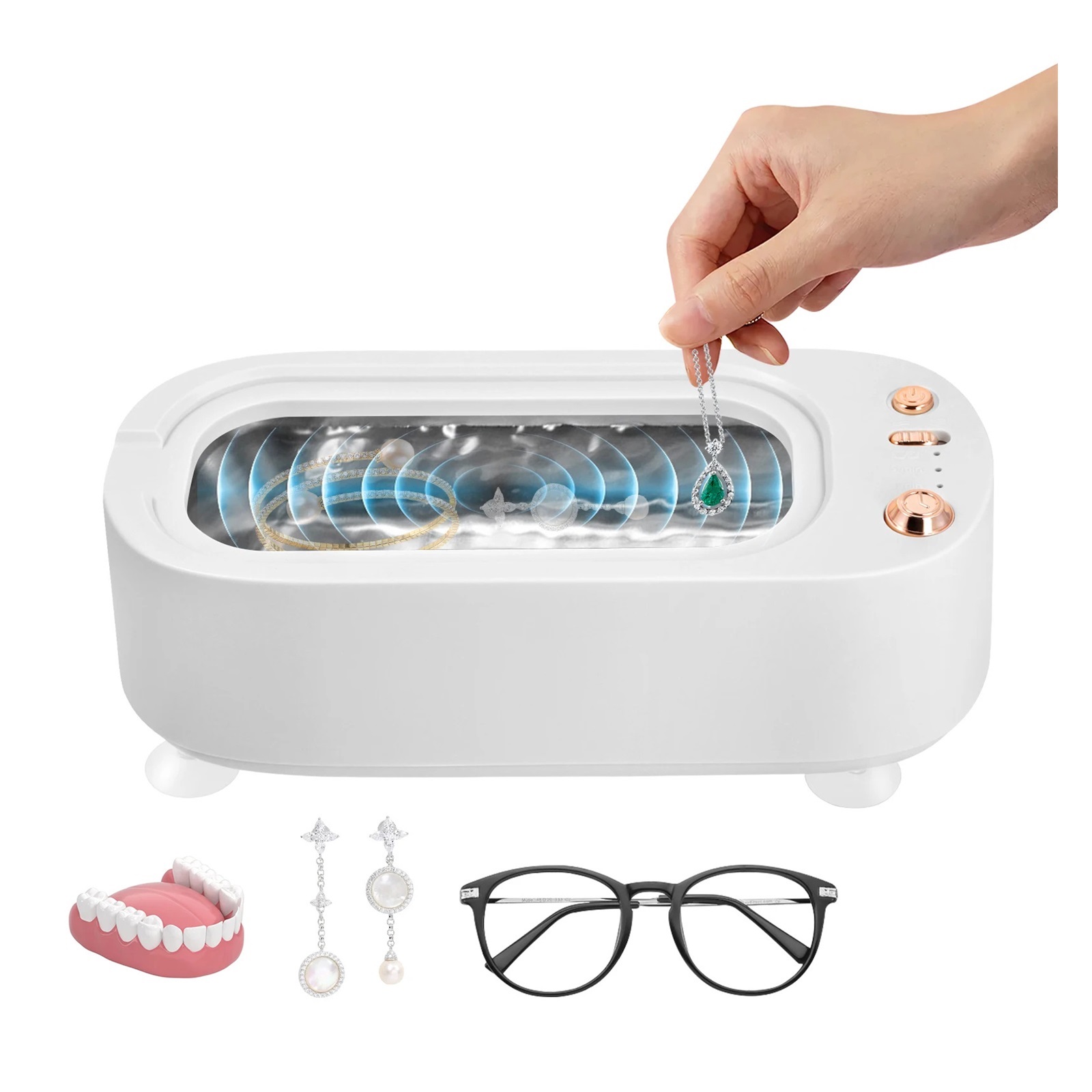45000Hz Ultrasonic Cleaning Device Cleaner Device Glasses with 3 Time Function 2 Levels of Intensity