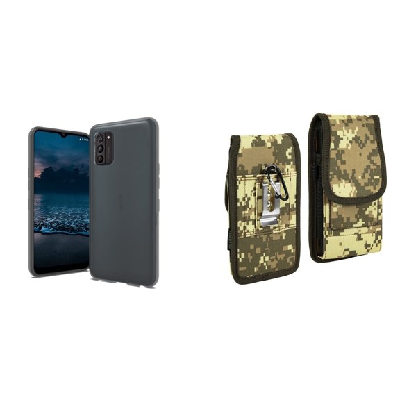 Bemz Flexible TPU Protection Slim Fit Case and Belt Holster Pouch for Nokia G100 (Smoke/ACU)