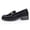 Black, variant on Women's Stylish Slip-On Loafers Wide Width Walking Shoes with Leopard Print and Decorative Metal Buckle Casual Work Flats for All-Day Comfort