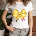 thumbnail image 3 of Yellow Bow Teacher Shirt – Back to School Stripe Ribbon Graphic Tee, Lilac, XL, 3 of 6