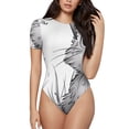 thumbnail image 2 of Goofa Cute Cat Meadow Sketch Printed Women Rash Guard Short Sleeve,Tummy control Swimsuit Surfing Swimsuit Bathing Suit One Piece Swimsuit UPF 50-, 2 of 9