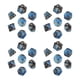 thumbnail image 1 of Cuatro juegos de tablero de enseñanza de matemáticas de dados poliédricos de plástico aprenden el color azul del cubo de dados poliédricos con números dorados transparentes, 1 of 10
