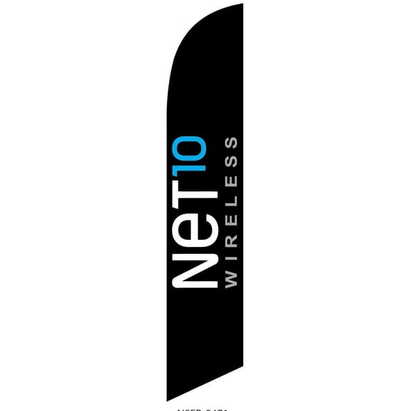 New Net10 Wireless black Feather Banner Swooper Flag - Replacement FLAG ONLY