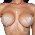 thumbnail image 2 of Women Glitter Rhinestone Nipple Cover Chest Breast Chain Adhesive Pasties Tassel Body Jewelry For Rave Festival, 2 of 5