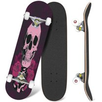 31'' Complete Skateboard 7 Layer Canadian Maple Double Kick Deck Skateboards Skull flowers Day Dead Skate Board for Beginner Adult Gifts