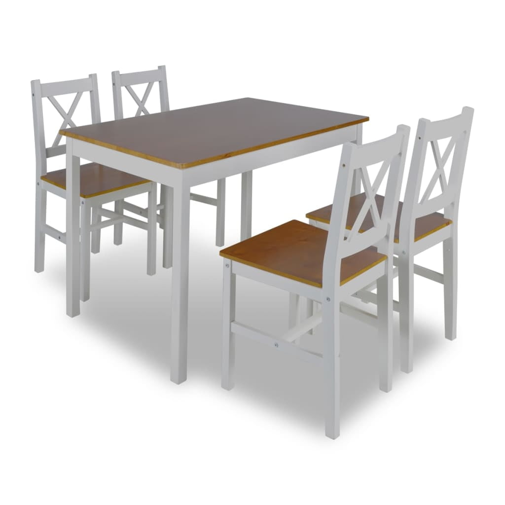 Kepooman Modern Kitchen Wooden Dining Table Set with 4 Chairs, Set of 5, Brown Kepooman Modern Kitchen Wooden Dining Table Set with 4 Chairs, Set of 5, Brown