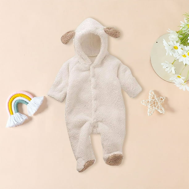 Gibobby mamelucos para bebe nina con capucha de para bebe pijama de lana de coral para invierno de felpa hayi para recien nacido ropa calida para