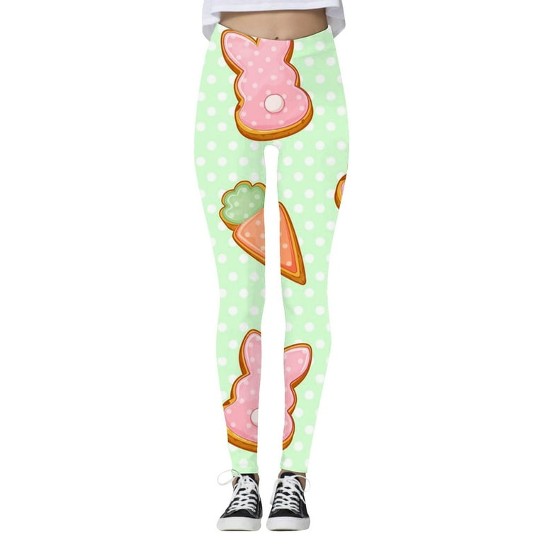 UoCefik Easter Leggings for Women Workout Easter Eggs Bunny Rabbit Print  Leggings Sports Tummy Control High Waisted Tights Cute Yoga Pant Green 3XL