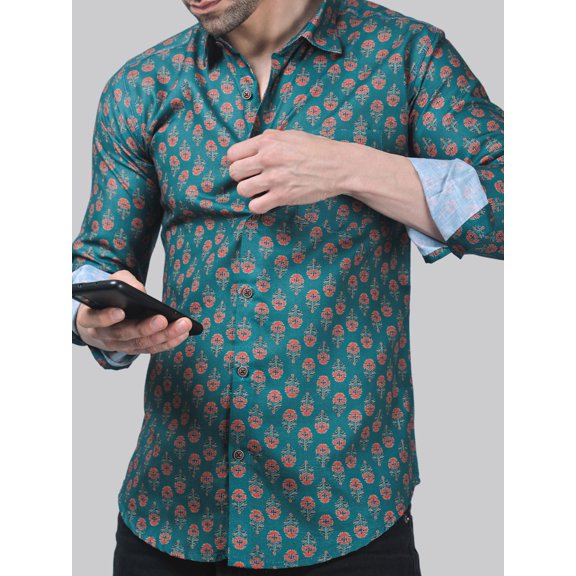 Artistic-modern Men's Printed Full Sleeve Casual Linen Shirt