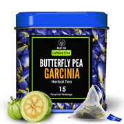 BLUE TEA - Butterfly Pea Flower Garcinia Herbal Tea | 30 Pyramid Tea Bags | Natural Food Coloring, Iced Tea, Cocktails , Mocktails - Caffeine free- Vegan - Plastic Free - Premium Tin Pack - GIFT |
