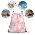 thumbnail image 6 of Leisure Draw String Mouth Backpack 16 X 14 Woven Band Durable Not Easy To Fall Off In Travel Portable Draw String Design Cartoon Cat And Flowers, 6 of 8