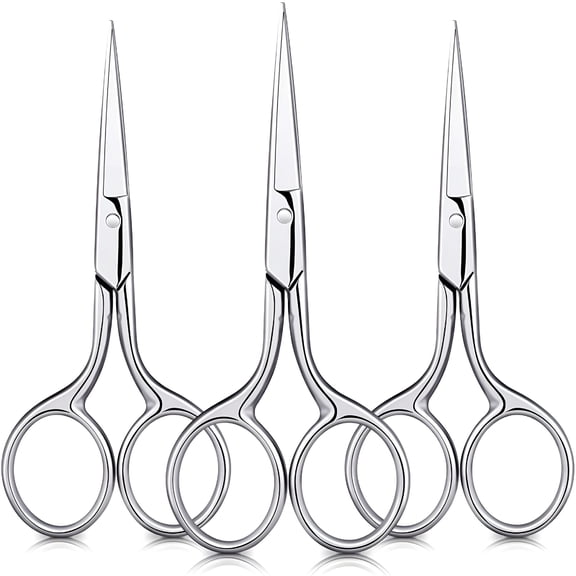 EXLEAF 2026 New Trimming Scissors 3-Pack,Small Facial Hair Scissors for Eyebrows,Nose,Beard Grooming