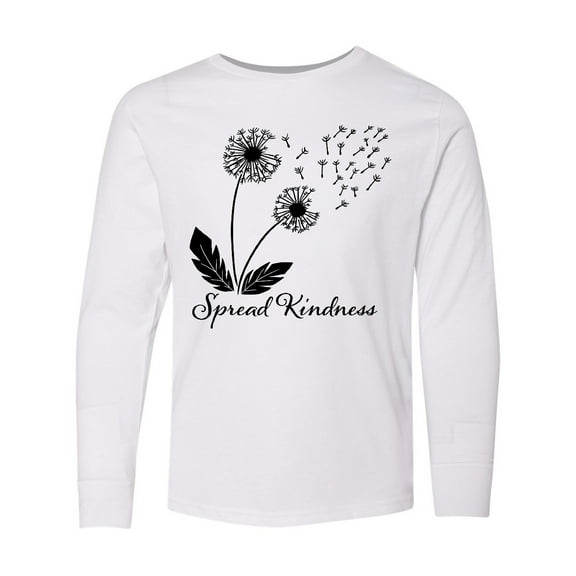 Inktastic Spread Kindness Dandelion Long Sleeve Youth T-Shirt