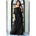 thumbnail image 7 of KOH KOH Long One Off Shoulder Flowy Casual 3/4 Short Sleeve Full Floor Length Cocktail Evening Wedding Party Guest Sexy Tall Maxi Dress Gown For Women Black X-Large US 14-16 NT001, 7 of 7