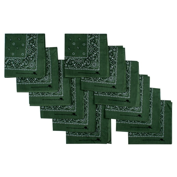 Elephant Brand Bandanas 100% cotton since 1898-12 Pack (Hunter)