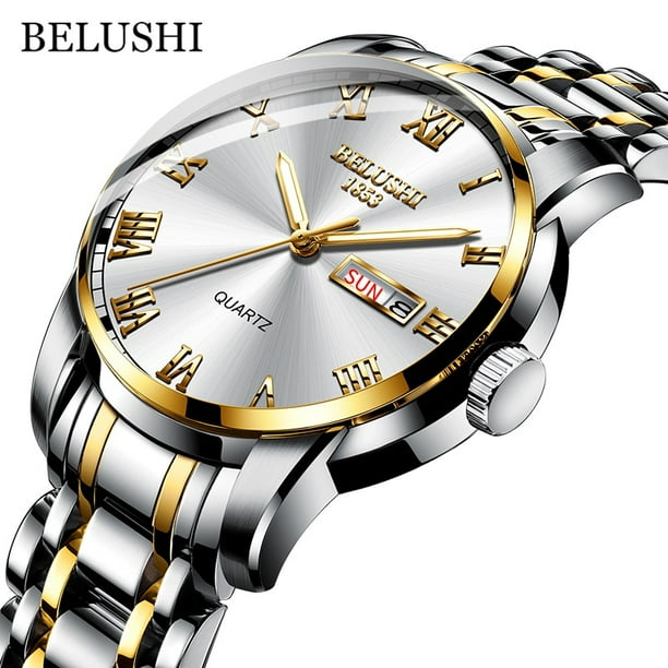 BELUSHI, reloj de marca superior para hombre, reloj de acero inoxidable con fecha de negocios, relojes luminosos impermeables, reloj de pulsera de cuarzo deportivo de lujo para hombre Tan Jianjun unisex