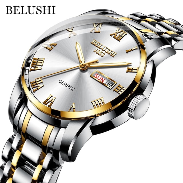 BELUSHI, reloj de marca superior para hombre, reloj de acero inoxidable con fecha de negocios, relojes luminosos impermeables, reloj de pulsera de cuarzo deportivo de lujo para hombre Tan Jianjun unisex