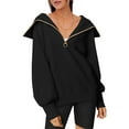 thumbnail image 1 of TRKIYQC Sudadera Suelta De Otoño Para Mujer, Color Sólido Solapa Media Cremallera Manga Larga De Moda Jersey De Gran Tamaño TRKIYQC moda, 1 of 5