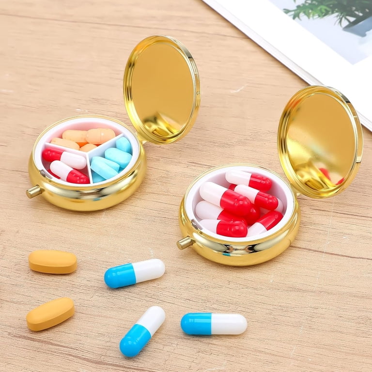 Mini Fish Pills DUPAI 2Pcs Pill Box, 3 Compartment Round Small Pill Case & 1 ...