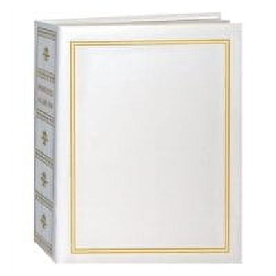 Pioneer Book Style Bound 4" x 6" White Solid Color Scenic Covers with Gold Accents Photo Album