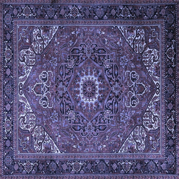 Ahgly Company Machine Washable Indoor Square Persian Blue Traditional Area Rugs, 5' Square