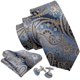 thumbnail image 2 of Set de corbatas Barry.Wang de seda con cachemir, 150 cm, azul y marrón, 2 of 8