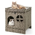 thumbnail image 1 of Costway Foldable 2-tier Rattan Cat Litter Box Enclosure with Litter Mat Indoor Pet House, 1 of 10