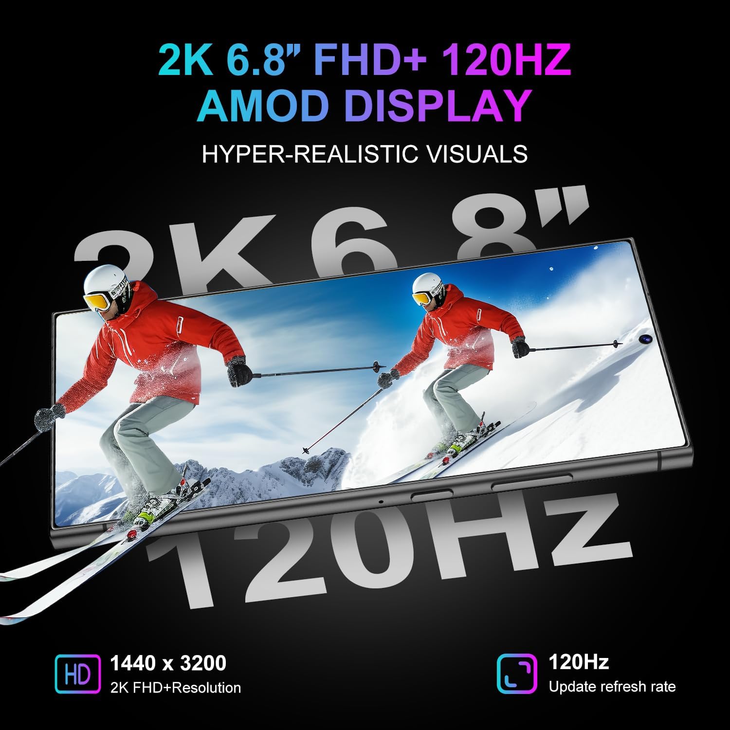 24 Ultra,5G Unlocked Cell Phone,8+256GB Memory Android Phone, 120Hz, 108MP Zoom Camera, Android 14 Smartphone, Built-in G Pen, 6.8 HD Screen,6800mAh Battery Life, Dual SIM/Face ID/GPS