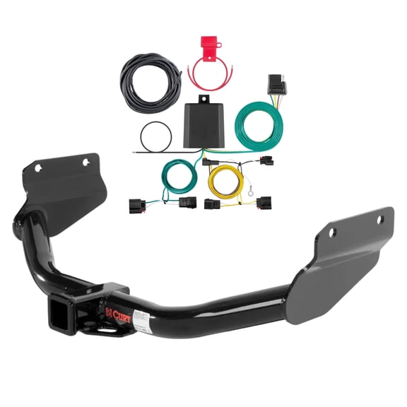 CURT Class 3 Trailer Hitch with 4-Way Flat Custom Wiring Harness for 2014-2021 Jeep Grand Cherokee | 2" Receiver