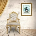 thumbnail image 3 of Fab Funky 26x32 Gold Ornate Wood Framed with Double Matting Museum Art Print Titled - Penguin On Sled, 3 of 4