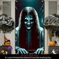 thumbnail image 6 of 1 piece, 2D flat banner, Halloween horror ghost door cover decoration banner, terrifying female ghost pattern banner background, Halloween party supplies, home decoration, suitable for indoor and out, 6 of 6