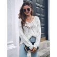thumbnail image 6 of Fall Sweaters Round Neck Crochet Hollow Out Cute Winter Pullover Sweaters for Women Trendy White M, 6 of 8